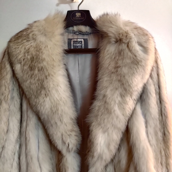 Saga Blue Fox full length fur coat size M